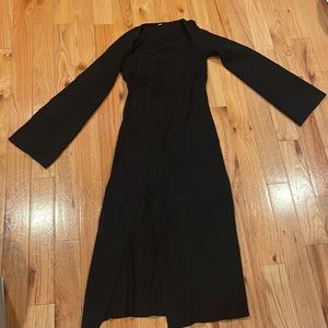 Amazon ribbed black dress with slit | size: XL
